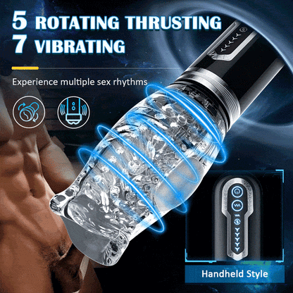 PositivityTop™ 5 Thrusting Rotating 7 Vibrating Oral Sex Handheld Masturbator
