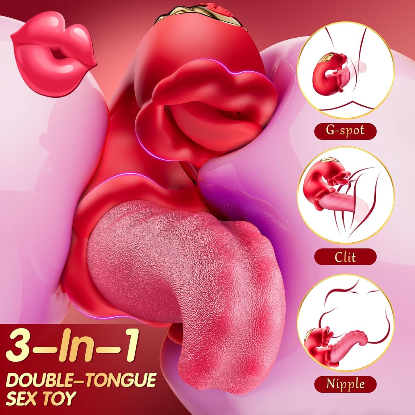 PositivitytTop™  Twin Rose Tongue Teasing & Vibrating G-spot Vibrator